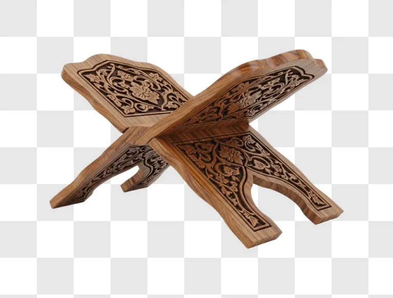 intricately carved wooden decorative stand