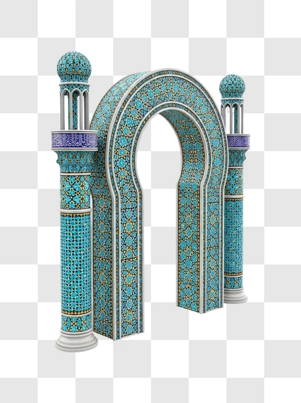 intricately designed turquoise archway structure