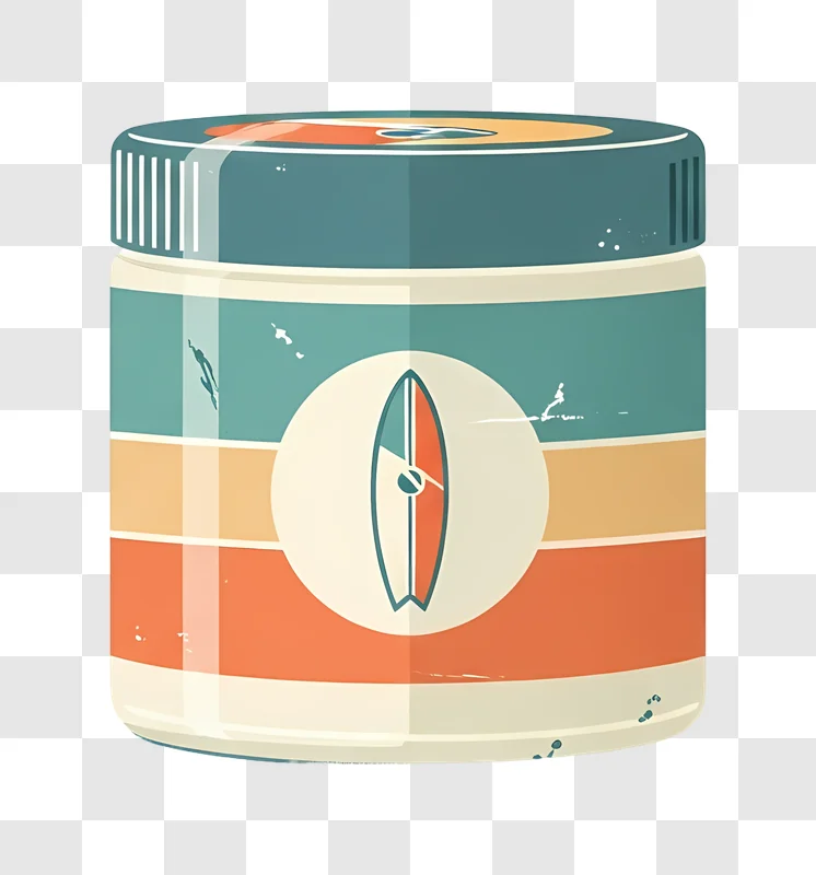 jar with surfboard design and waves