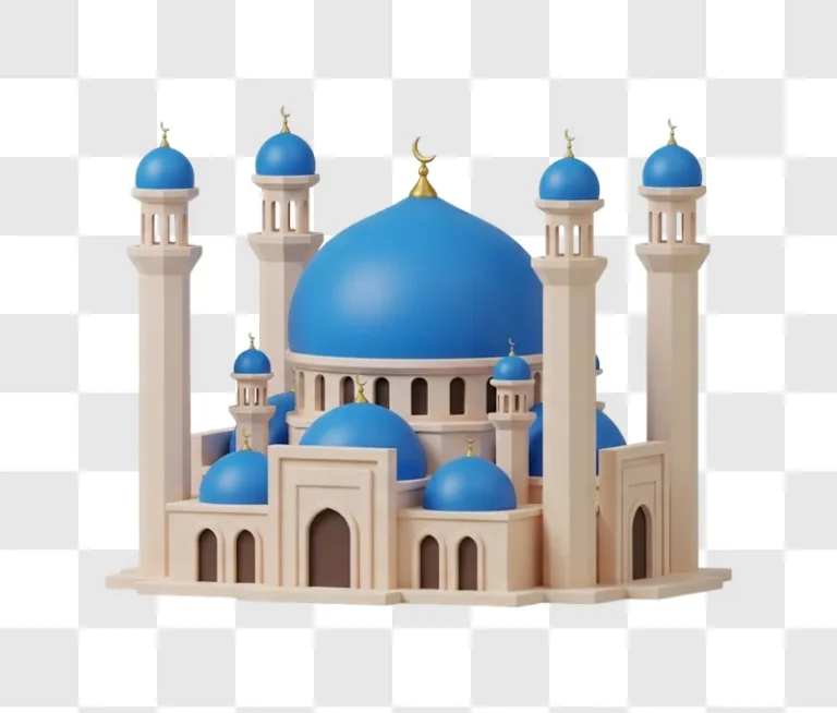 large blue and beige mosque model