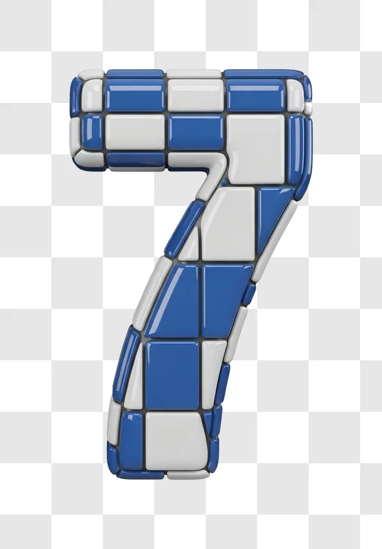 large blue and white number seven