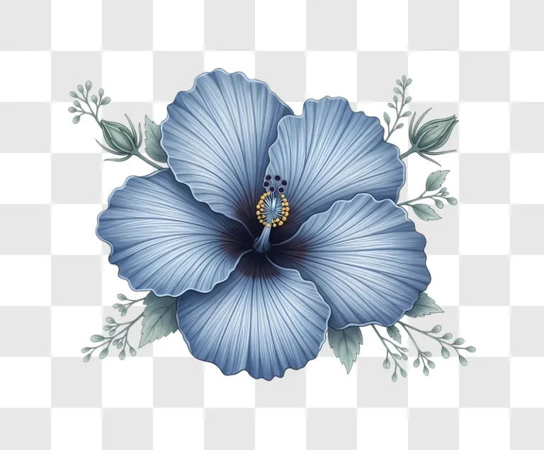 large blue flower with leaves