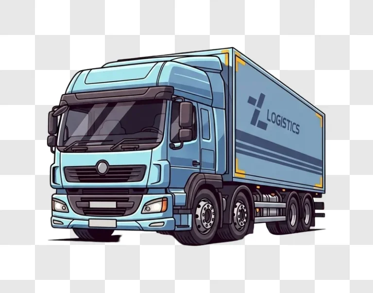 large blue logistics truck vehicle