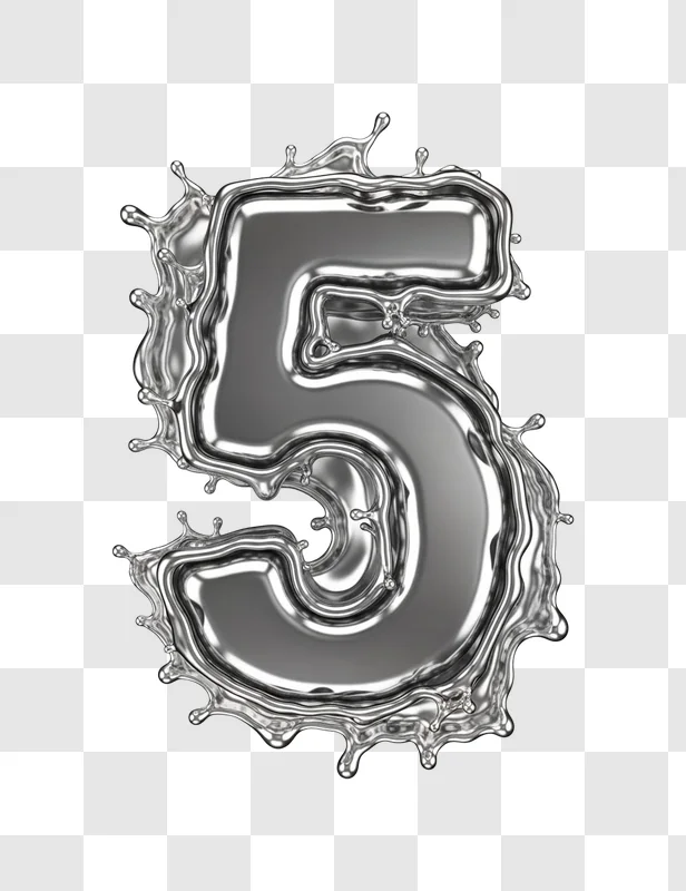 large metallic number five balloon