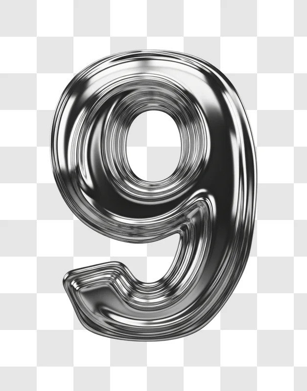 large metallic number nine decoration