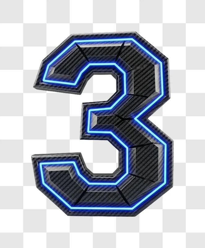 large neon number three sign