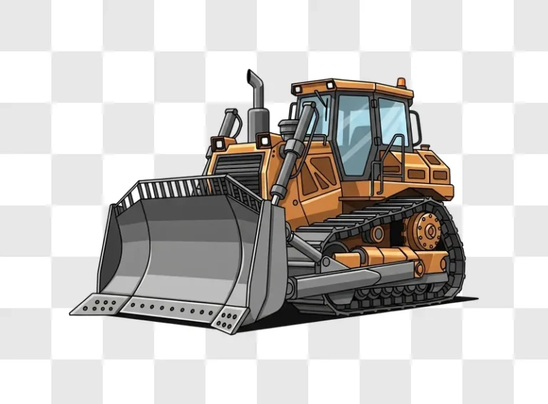large orange bulldozer with metal bucket