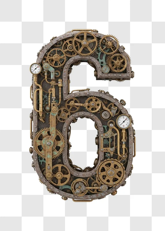 large steampunk number six decoration