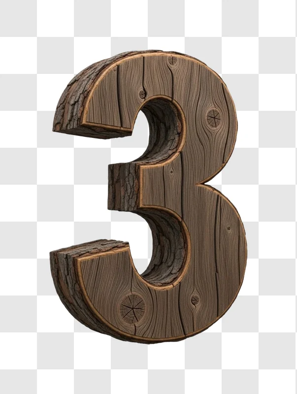 large wooden number three decoration