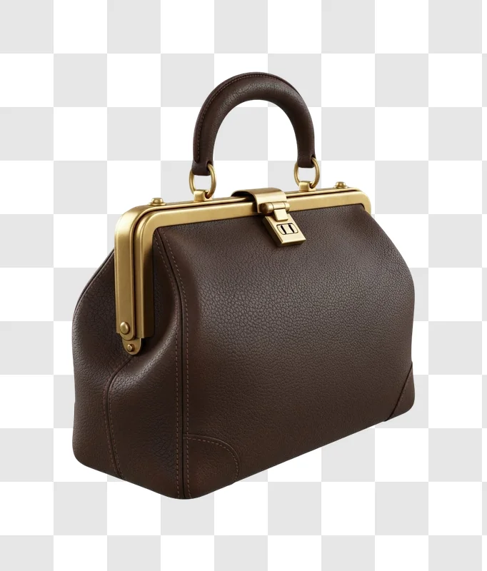 luxury brown leather handbag with gold