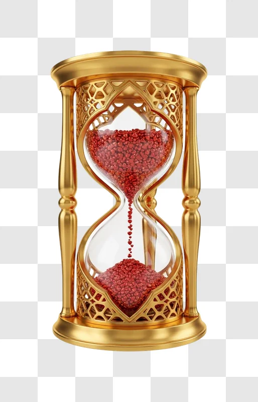 luxury gold hourglass with red sand