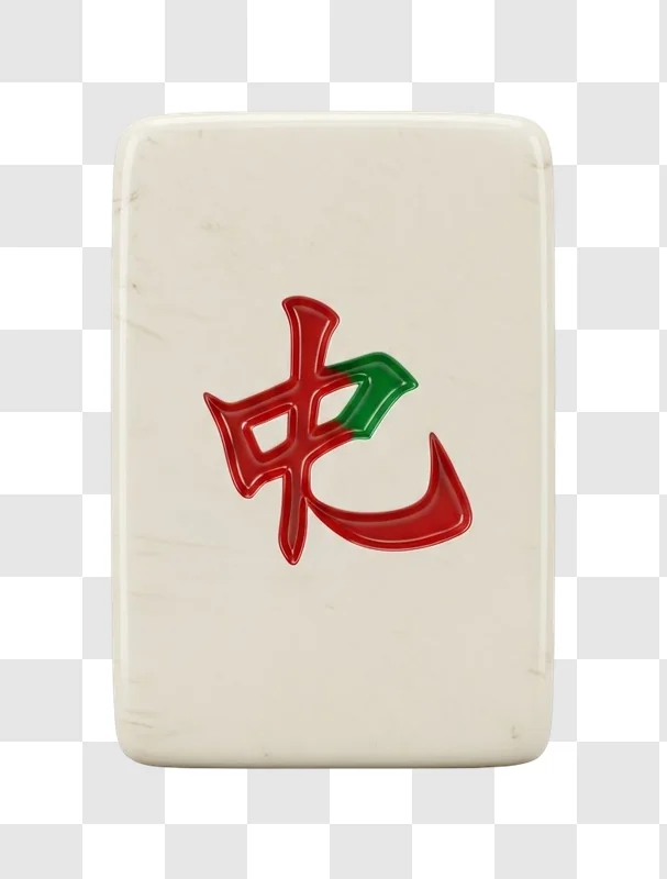 mahjong tile with red chinese character