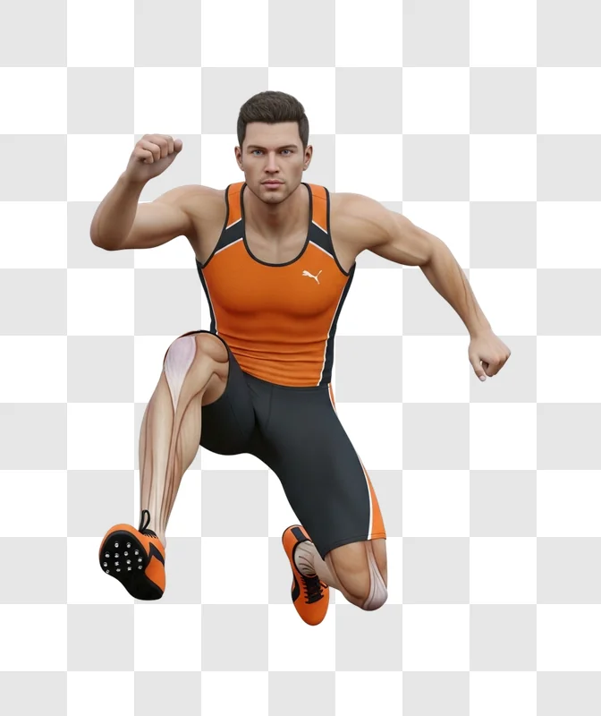 man in orange athletic wear running