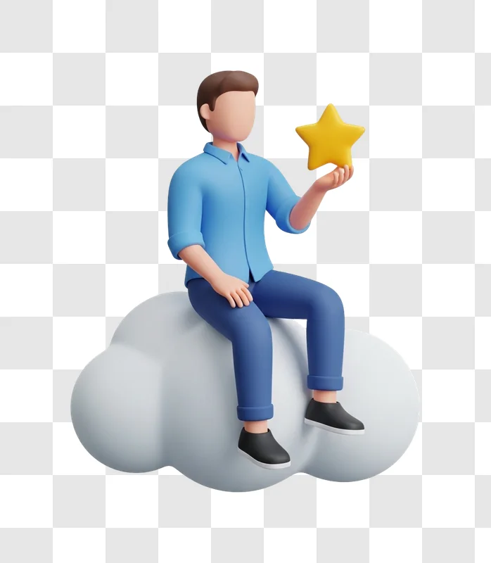 man sitting on cloud holding star