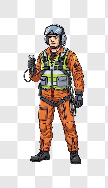 man wearing orange flight suit gear