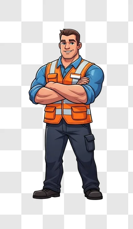 man wearing orange safety vest standing