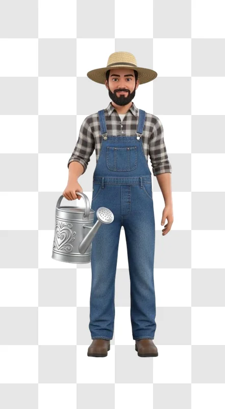 man wearing overalls and a hat