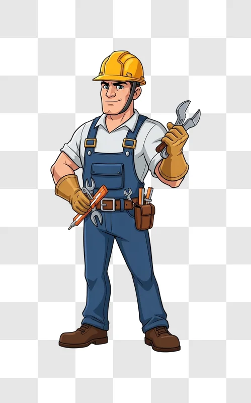 man wearing overalls and hard hat