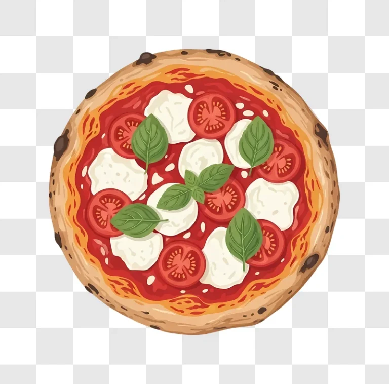 margherita pizza with fresh basil on wood