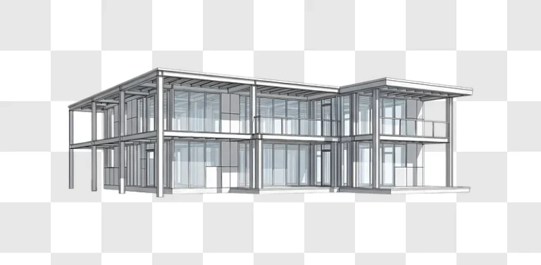 modern glass house exterior sketch