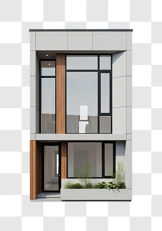 modern house facade with large windows