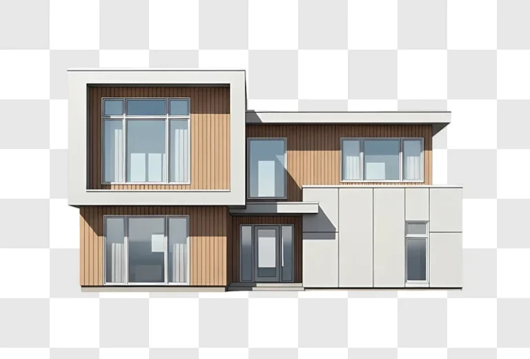 modern house with wood paneling