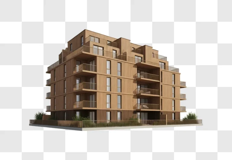 modern terraced wood clad residential building