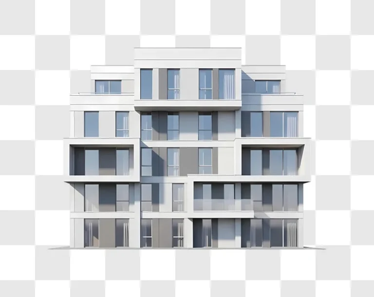 modern white apartment building facade