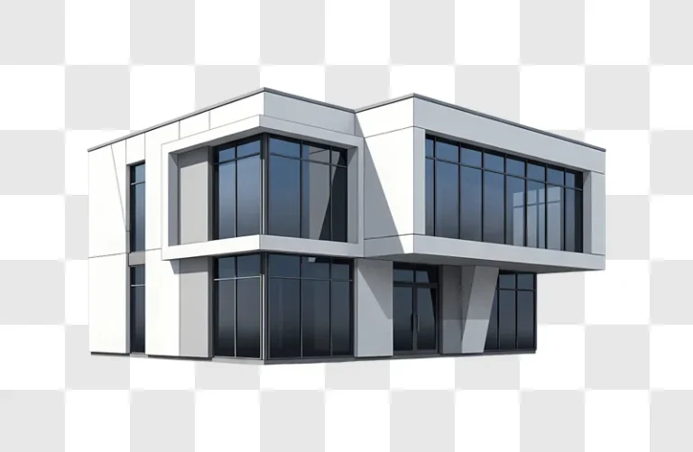 modern white geometric building render