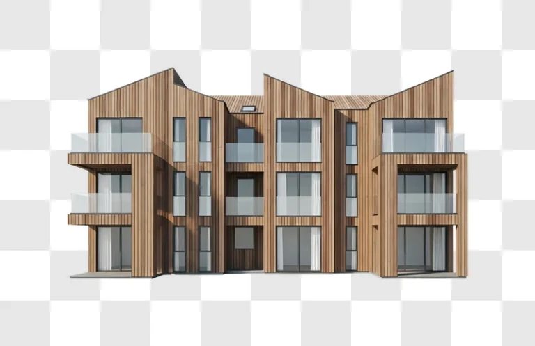 modern wooden apartment building exterior