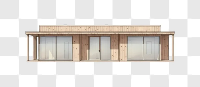 modern wooden house facade with glass