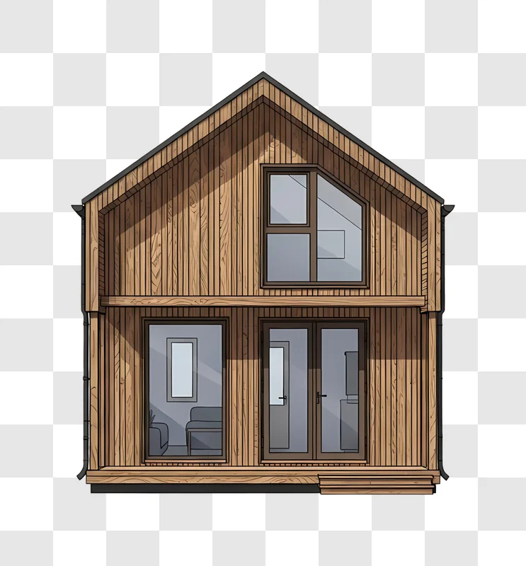 modern wooden house front view