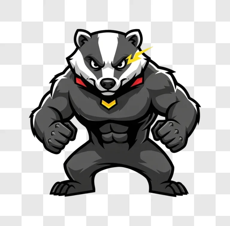 muscular cartoon badger with necklace