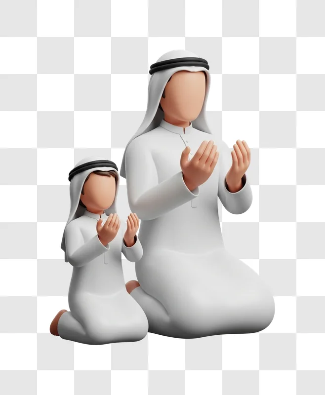 muslim man and child praying