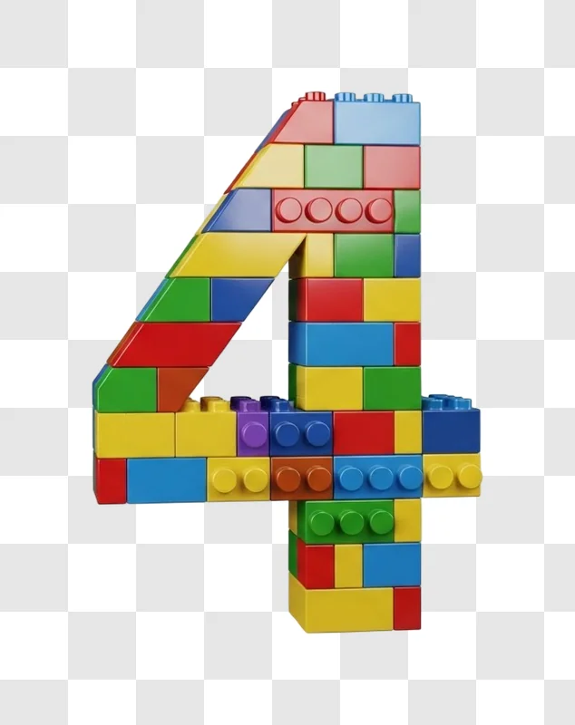 number four made of colorful blocks