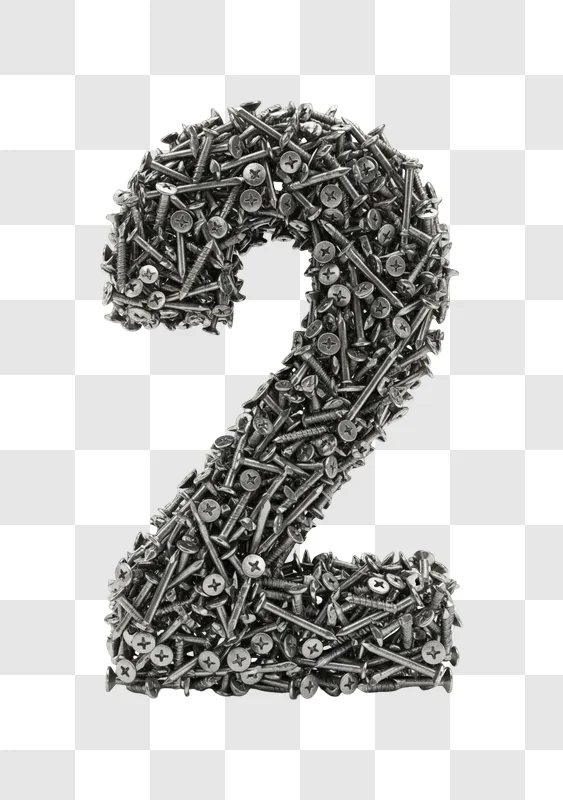 number two made of metal screws