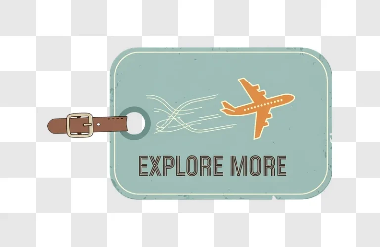 orange airplane flying across teal tag