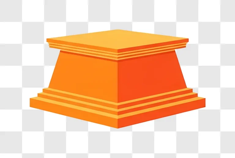 orange podium with steps and platform
