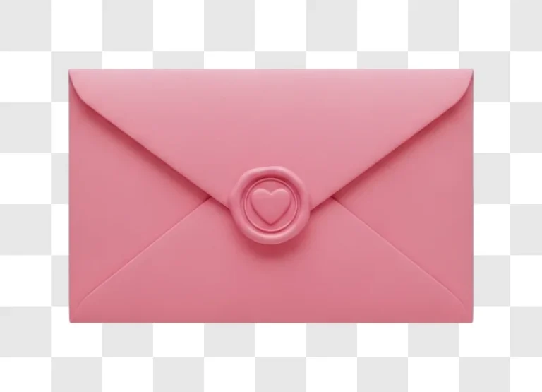 pink envelope with heart seal