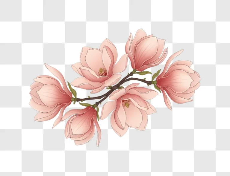 pink magnolia flowers on branch