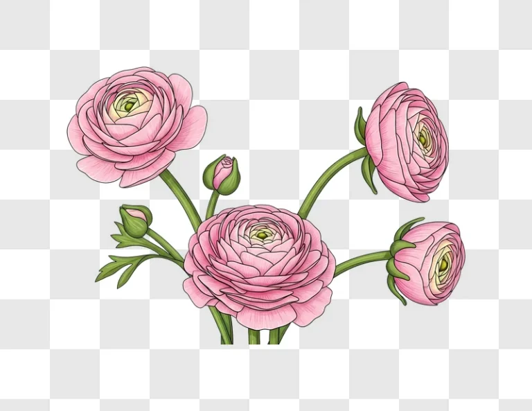 pink ranunculus flowers in bloom