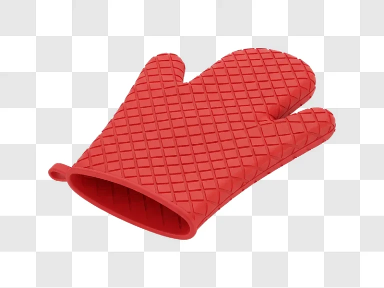 red silicone oven glove isolated