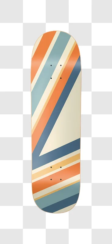 retro striped skateboard top view design