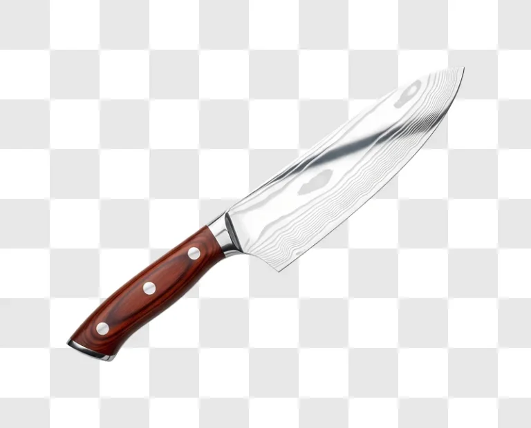sharp kitchen knife with wooden handle