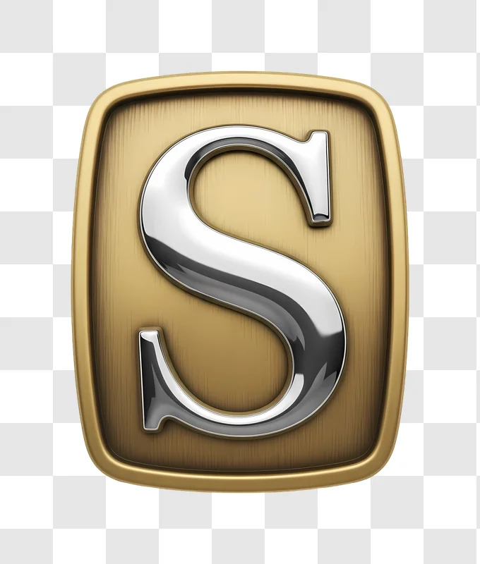 silver s letter on gold wood plaque
