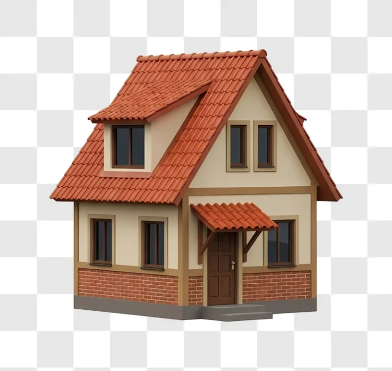 small house with red roof illustration