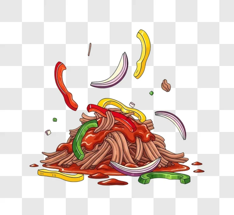 spaghetti with sauce and peppers