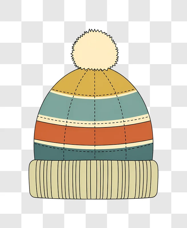 striped winter beanie with pom pom