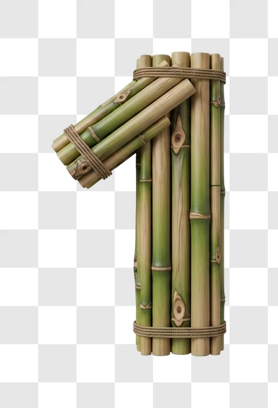 tied bamboo sticks form the number one