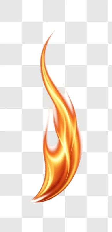 vibrant orange flame on white